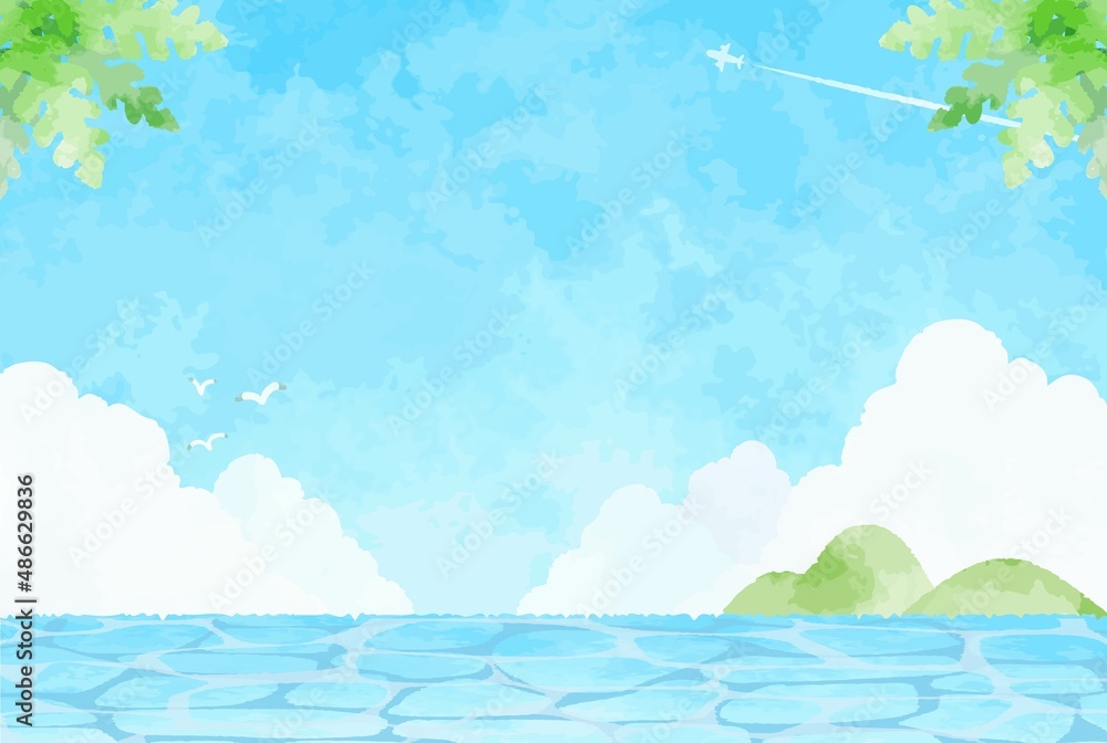 Fototapeta premium 爽やかな海の背景イラスト