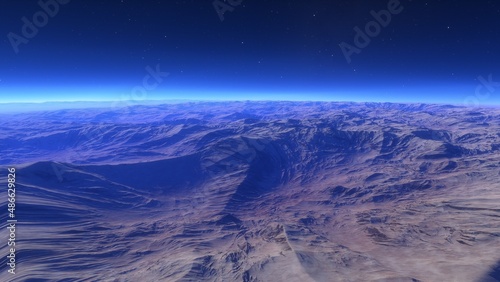 distant alien planet desert landscape environment 3d render