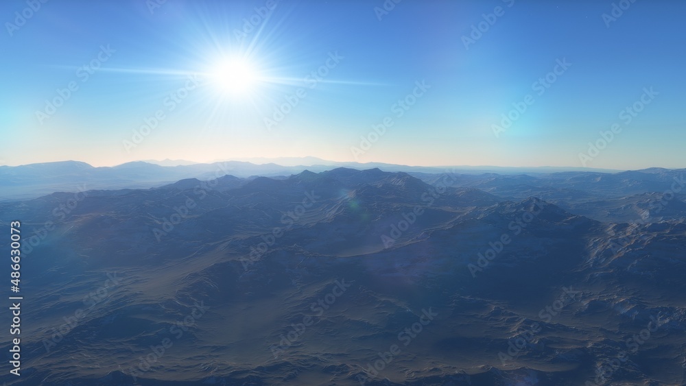 Fototapeta premium distant alien planet desert landscape environment 3d render
