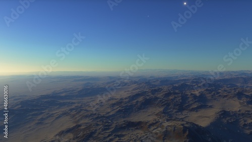 distant alien planet desert landscape environment 3d render