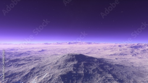 distant alien planet desert landscape environment 3d render