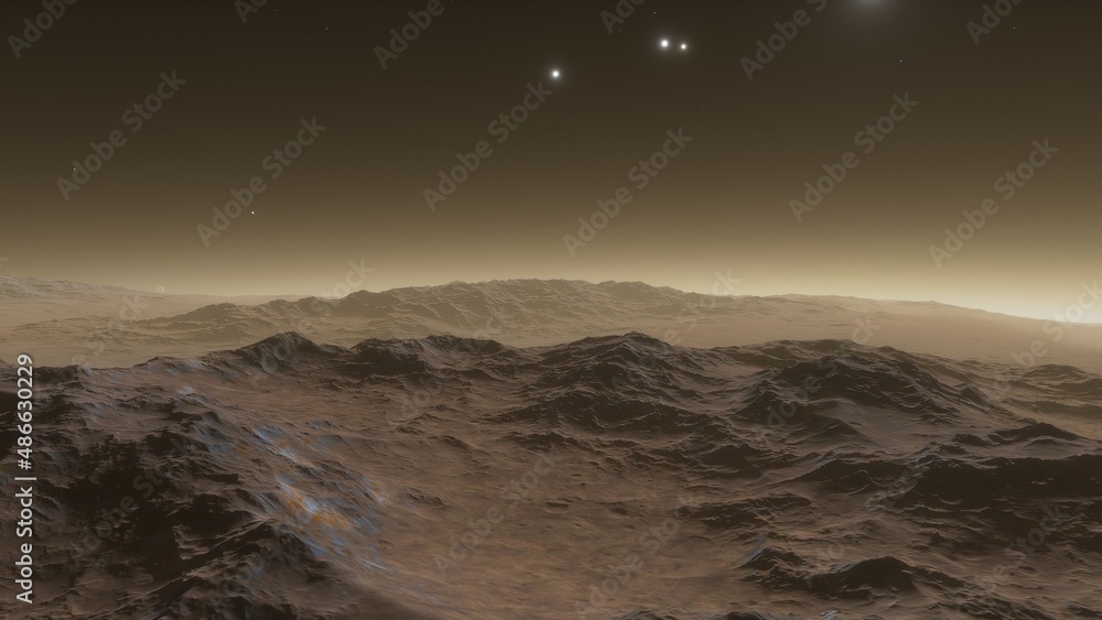 distant alien planet desert landscape environment 3d render distant alien planet desert landscape environment 3d render