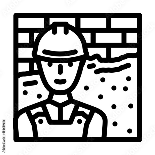 plasterer worker line icon vector. plasterer worker sign. isolated contour symbol black illustration