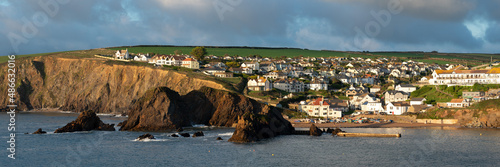 Hope Cove village bay south devon coast panorama
