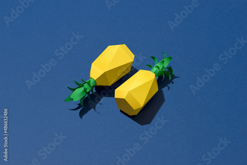 Two pineapple on a blue background photo
