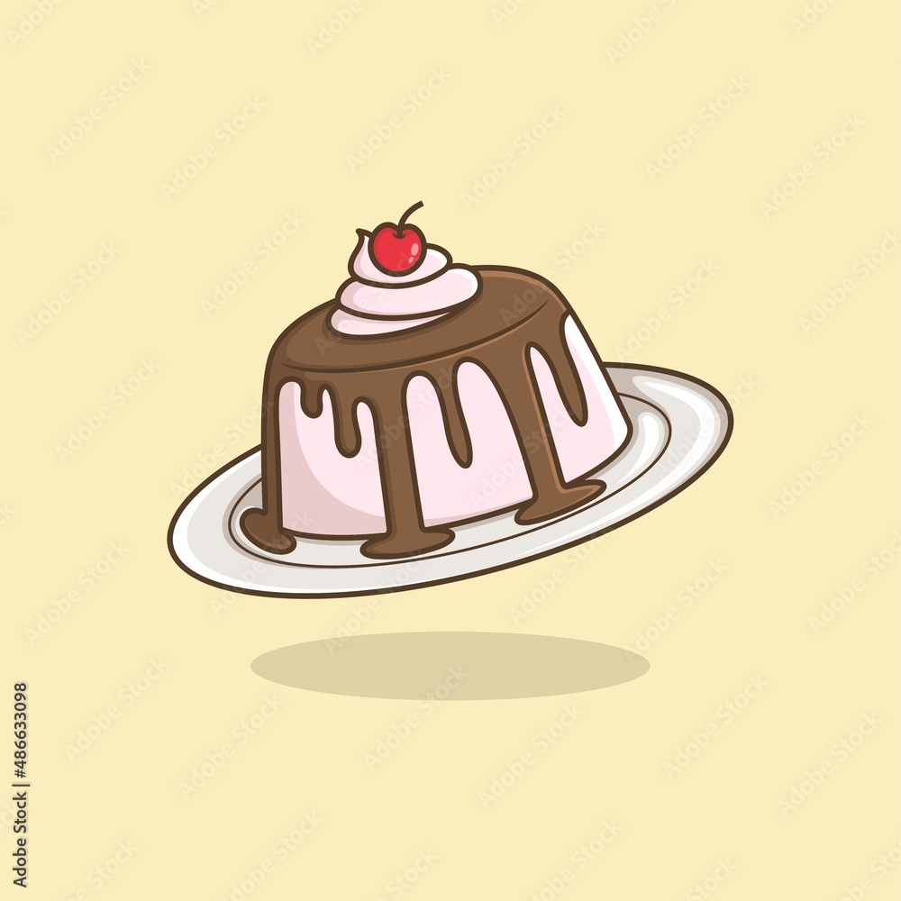 cute cartoon pudding. vector illustration for mascot logo or sticker cute cartoon pudding. vector illustration for mascot logo or sticker