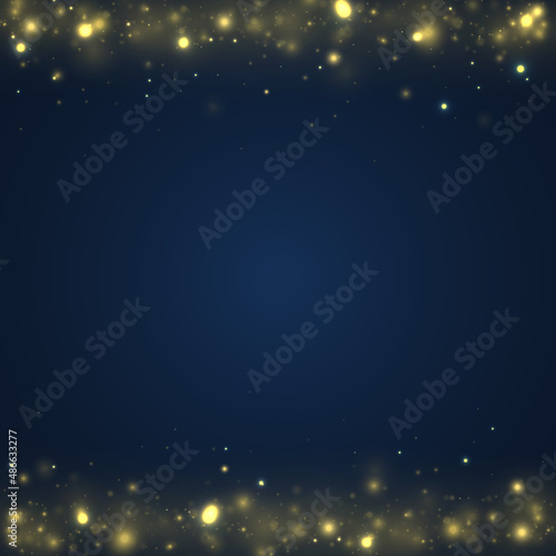 Blurred bokeh light, defocused night gold sparkles