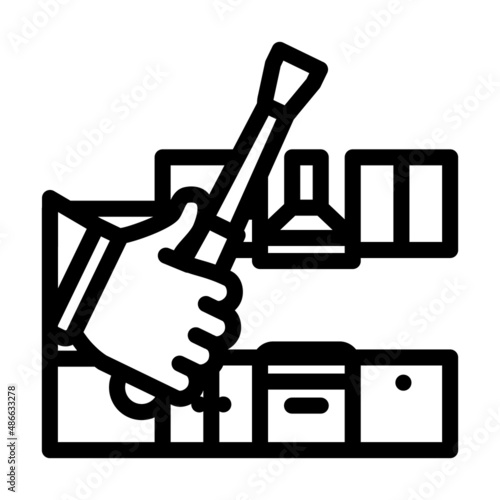 kitchen unit repairs line icon vector. kitchen unit repairs sign. isolated contour symbol black illustration
