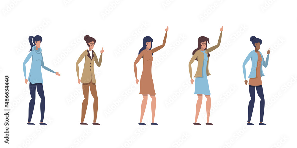 Set of female office workers. Set of female office workers.