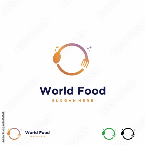 World Food logo design icon template, planet food logo on isolated background
