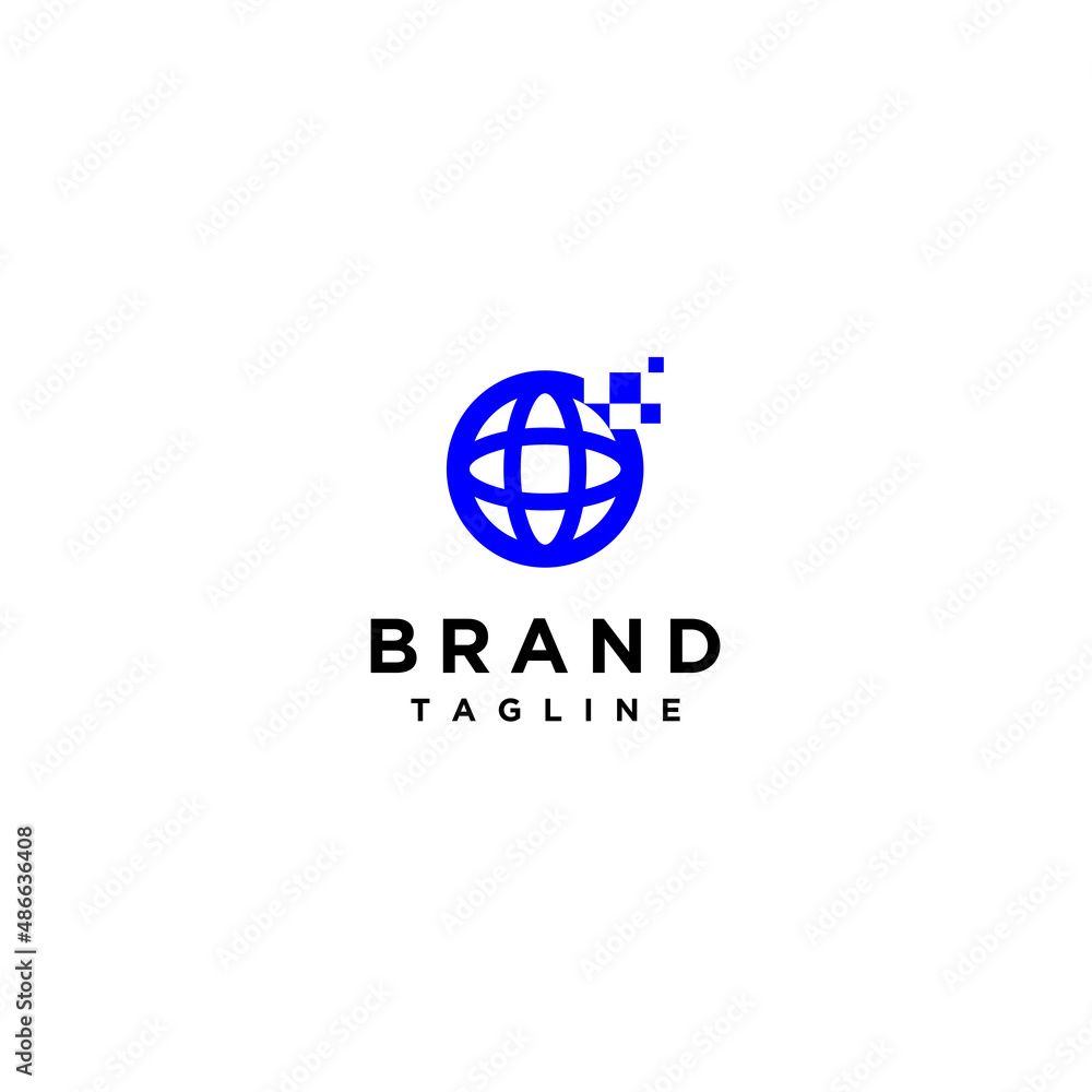 Blue Globe Icon with Digital Accent. Simple logo design for global access using internet, mobile devices and apps, social media and e-commerce. Blue Globe Icon with Digital Accent. Simple logo design for global access using internet, mobile devices and apps, social media and e-commerce.