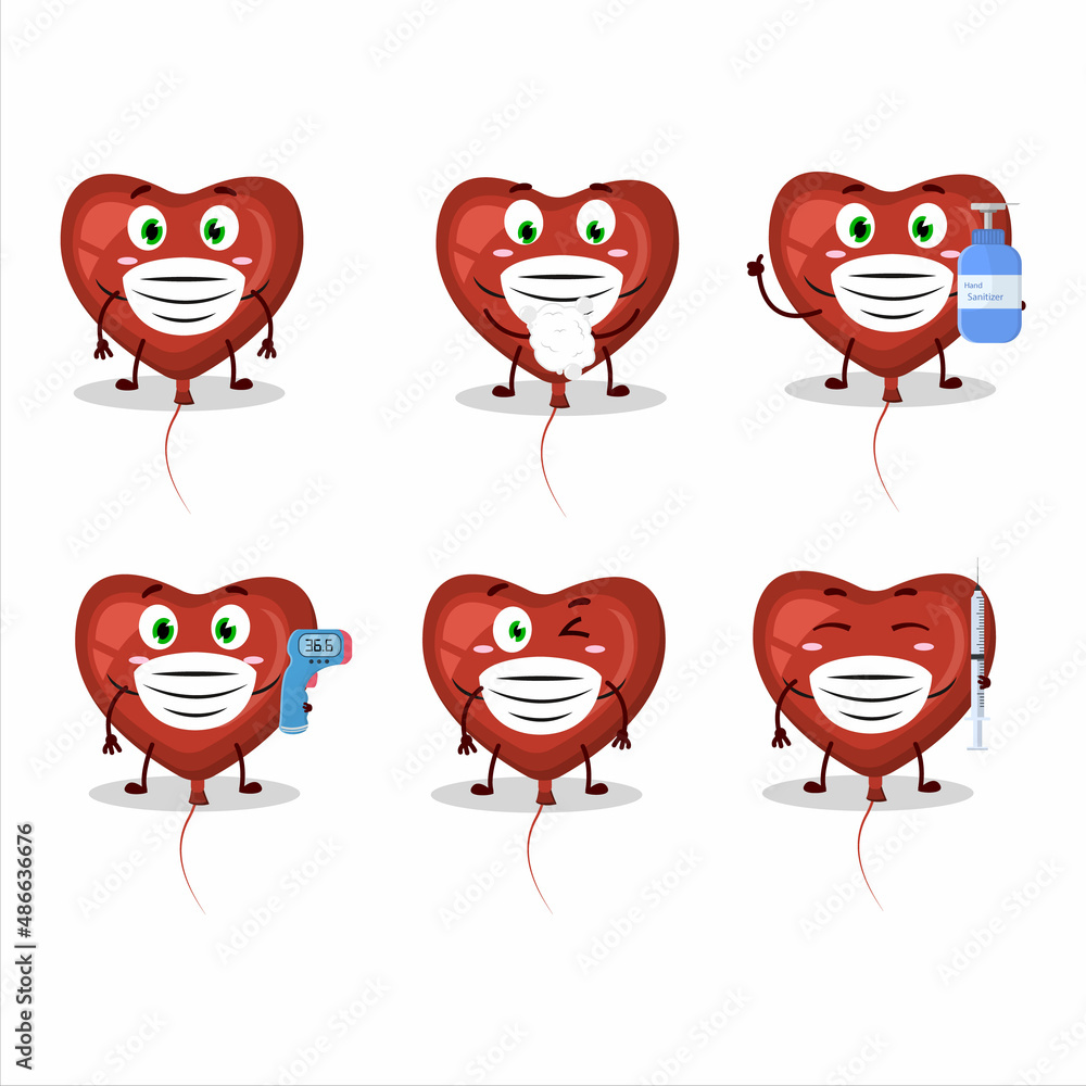 A picture of red love balloon cartoon design style keep staying healthy during a pandemic