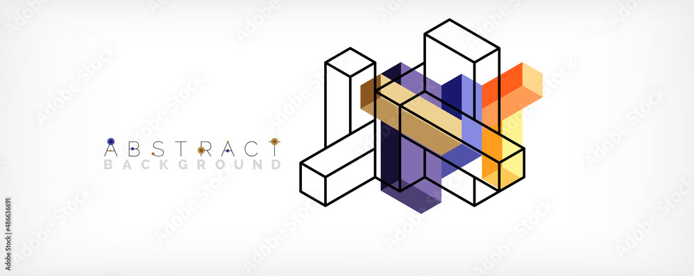 Abstract background. 3d cubes, cubic elements and blocks. Techno or business concept for wallpaper, banner, background, landing page