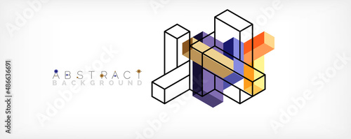 Abstract background. 3d cubes, cubic elements and blocks. Techno or business concept for wallpaper, banner, background, landing page