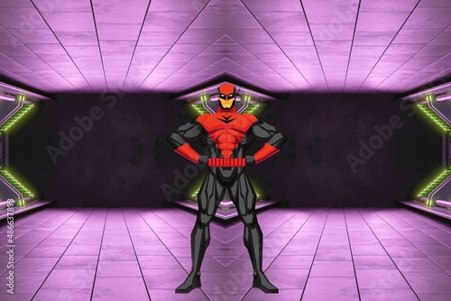 Fotografie 3d render illustration, Cartoon character of avenger hero