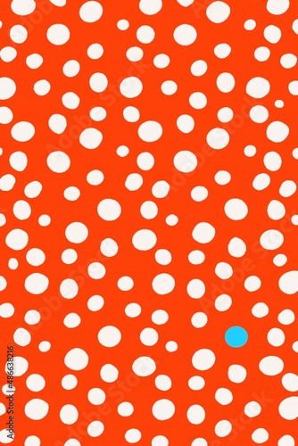 White polka dots on red and one different