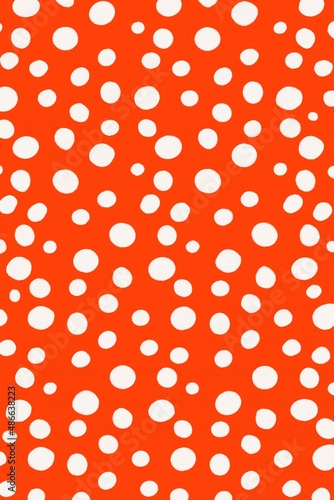 White polka dots on red, illustration background