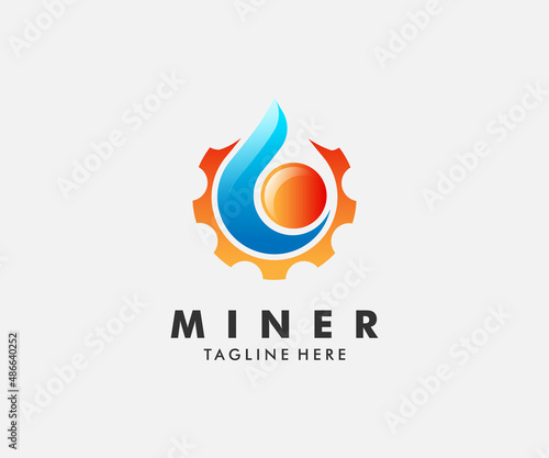Fire, gas and gear combination logo design. Usable logo design for technology, industry, manufacturing etc