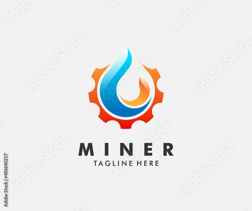 Fire, gas and gear combination logo design. Usable logo design for technology, industry, manufacturing etc