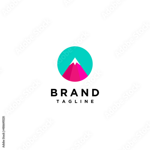 Cream Colored Mountain Peak Minimalist Logo Design. The pencil tip resembles a mountain peak with a cheerful cream color.