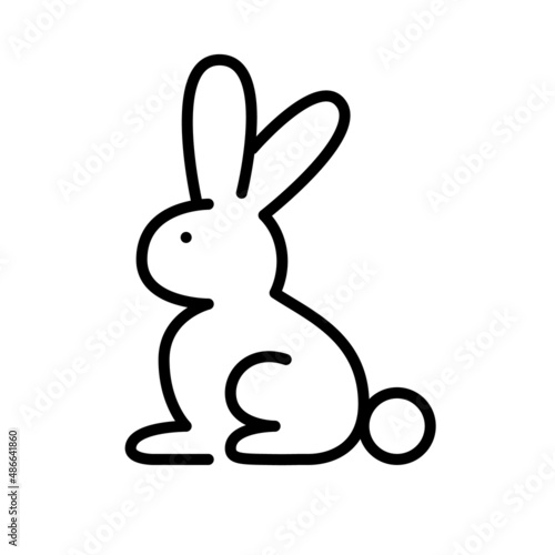 Cute sitting rabbit with long ears. Pixel perfect, editable stroke icon