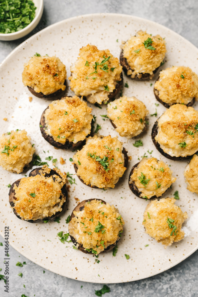 Crab-stuffed mushrooms platter Crab-stuffed mushrooms platter