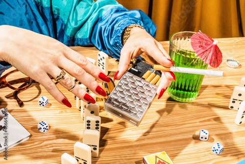 Retirement table games night/bingo, yahtzee dominos photo