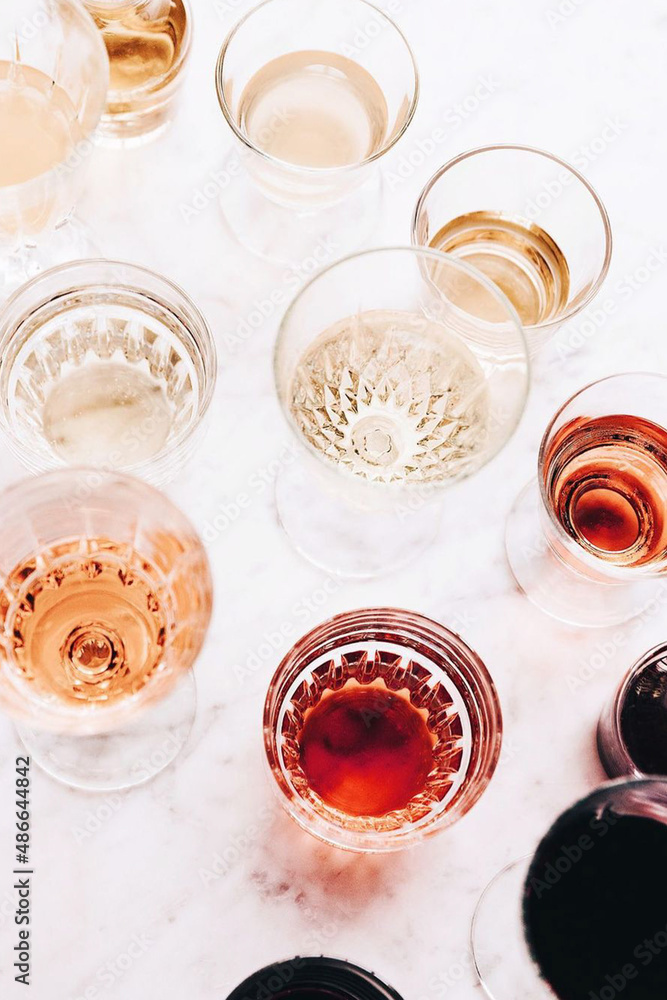 A gradient of different wines. A gradient of different wines.