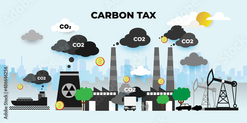 carbon tax Concept With icons. Cartoon Vector People Illustration