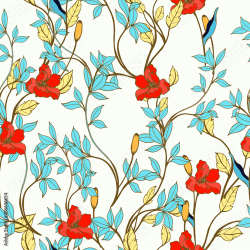 Beautiful seamless pattern with floral background  vector 