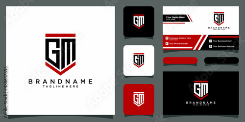 Initial Letter GM Minimalist Modern Logo with business card design