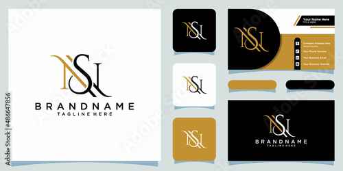 Initial Letter NS logo design template, creative initial SN symbol with business card design