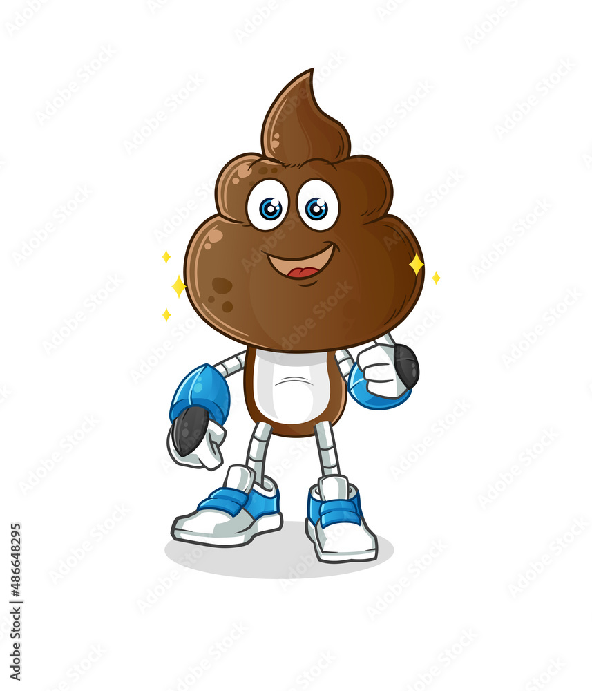 Fototapeta premium human shit head cartoon robot character. cartoon mascot vector