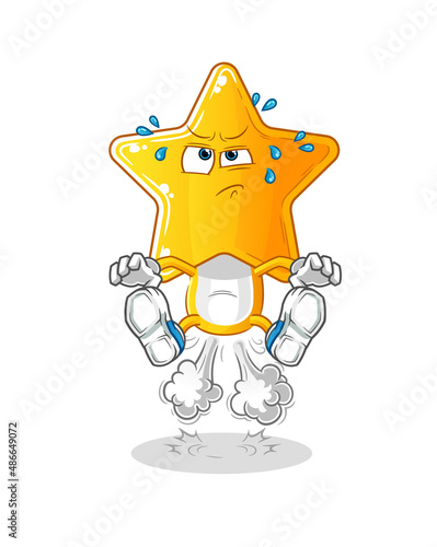 star head cartoon fart jumping illustration. character vector