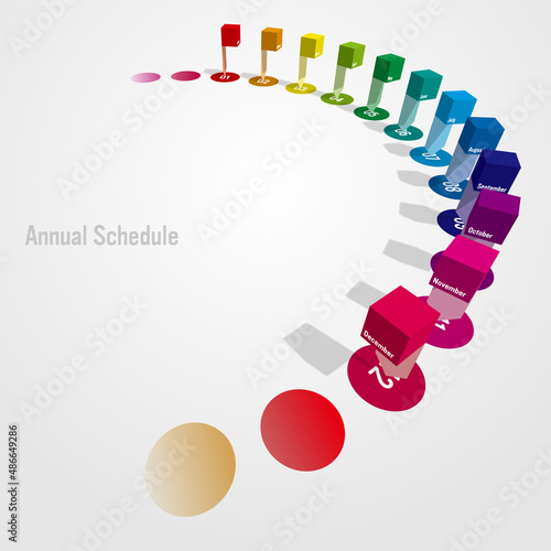 ドットで表現する立体的な年間スケジュールのインフォグラフィック
