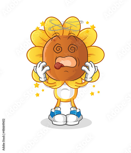 sunflower head cartoon dizzy mascot. cartoon vector