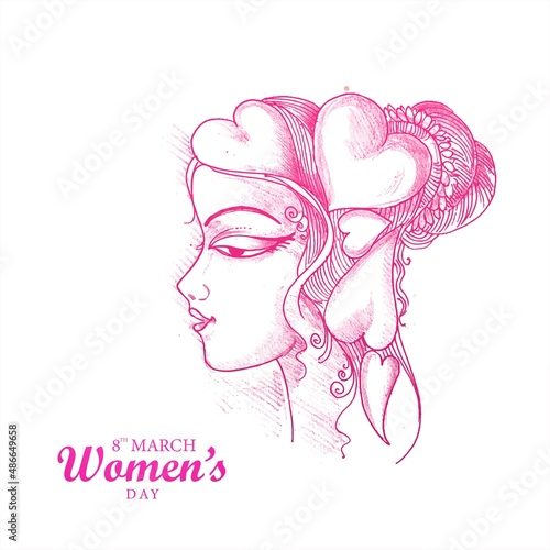 Hand draw International womens day sketch card design