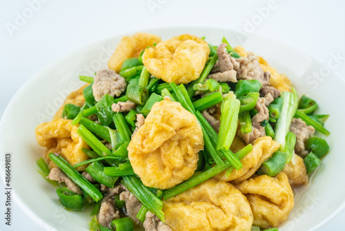 Chinese Hunan cuisine, fried tofu with meat