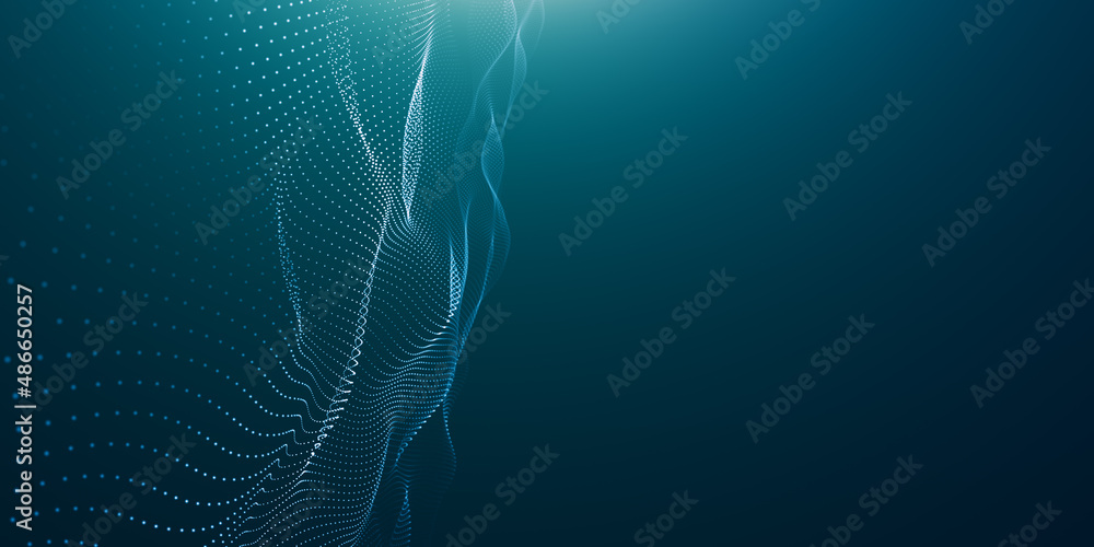 Abstract background with wave of flowing particles. smooth curve shape lines, particle array flow light background. 3d shape glowing dots blended mesh, technology relaxing wallpaper. Abstract background with wave of flowing particles. smooth curve shape lines, particle array flow light background. 3d shape glowing dots blended mesh, technology relaxing wallpaper.