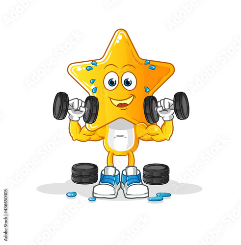 star head cartoon weight training illustration. character vector