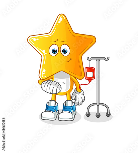 star head cartoon sick in IV illustration. character vector