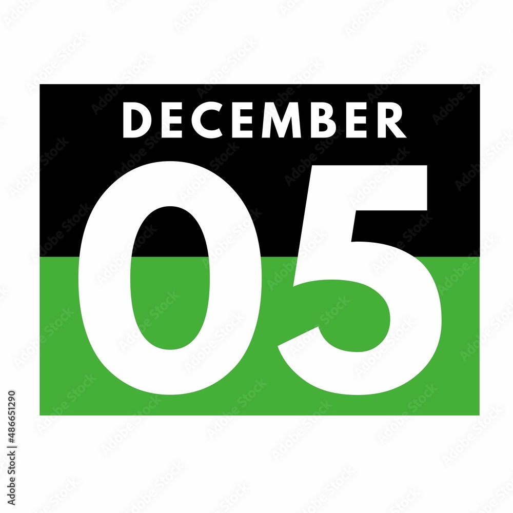 December 5 . Flat daily calendar icon .date ,day, month .calendar for the month of December December 5 . Flat daily calendar icon .date ,day, month .calendar for the month of December