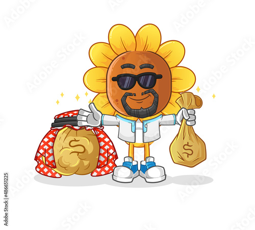 sunflower head cartoon rich arabian mascot. cartoon vector