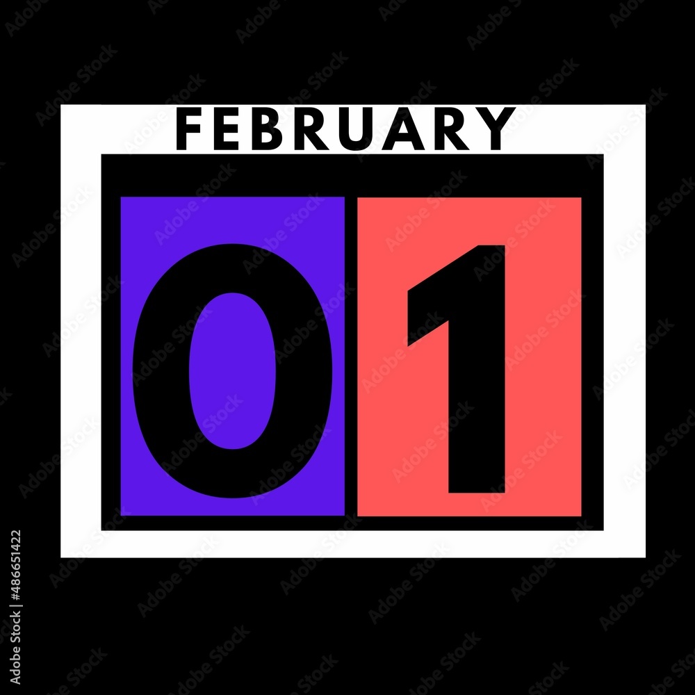 February 1 . colored flat daily calendar icon .date ,day, month .calendar for the month of February February 1 . colored flat daily calendar icon .date ,day, month .calendar for the month of February