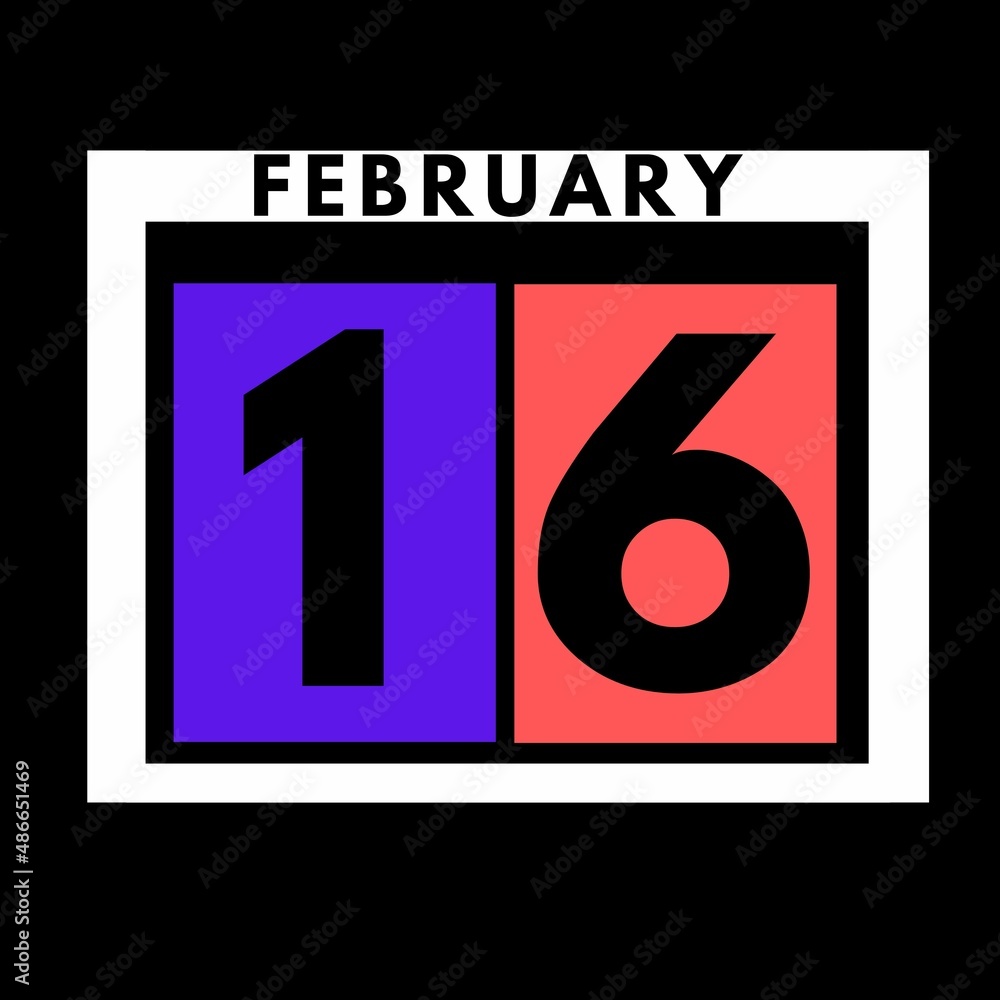 February 16 . colored flat daily calendar icon .date ,day, month .calendar for the month of February February 16 . colored flat daily calendar icon .date ,day, month .calendar for the month of February