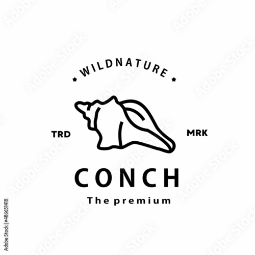 vintage retro hipster conch logo vector outline monoline art icon