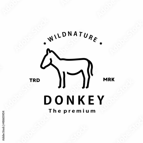 vintage retro hipster donkey logo vector outline monoline art icon
