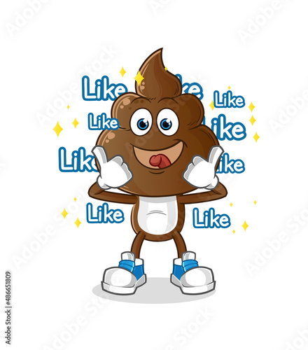 human shit head cartoon give lots of likes. cartoon vector