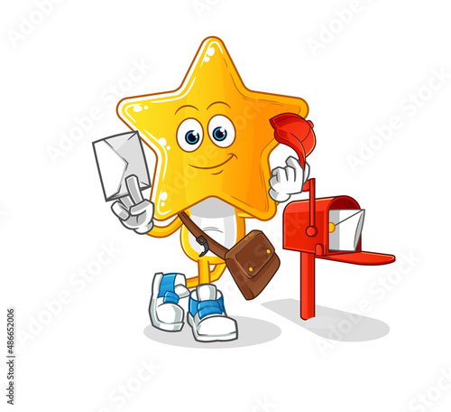 star head cartoon postman vector. cartoon character