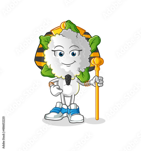 cauliflower head cartoon ancient egypt. cartoon mascot vector